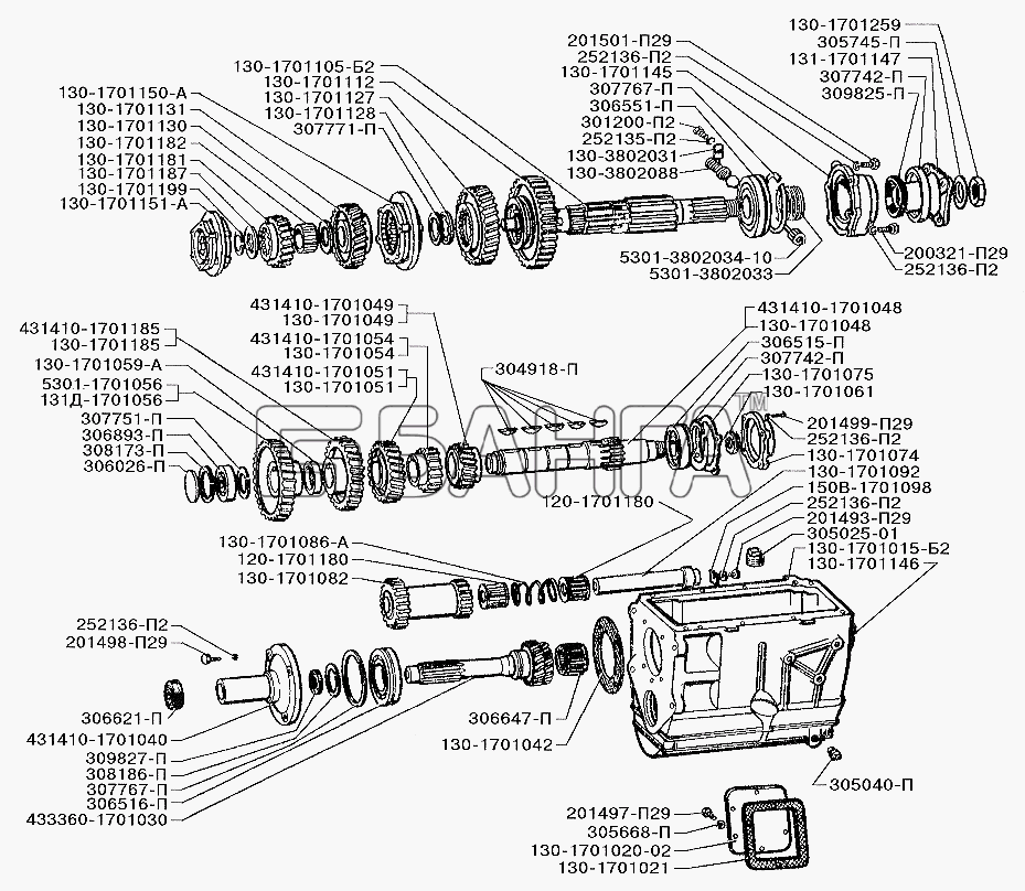 ЗИЛ ЗИЛ-5301 (2006) Схема Детали коробки передач-60 banga.ua